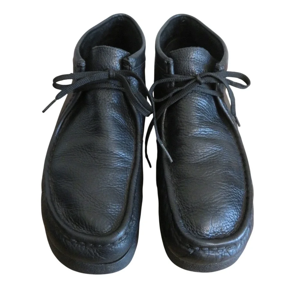Clarks Stinson HI Ankle Boot Mens 12M Black Pebbled Leather Chukka Moccasin